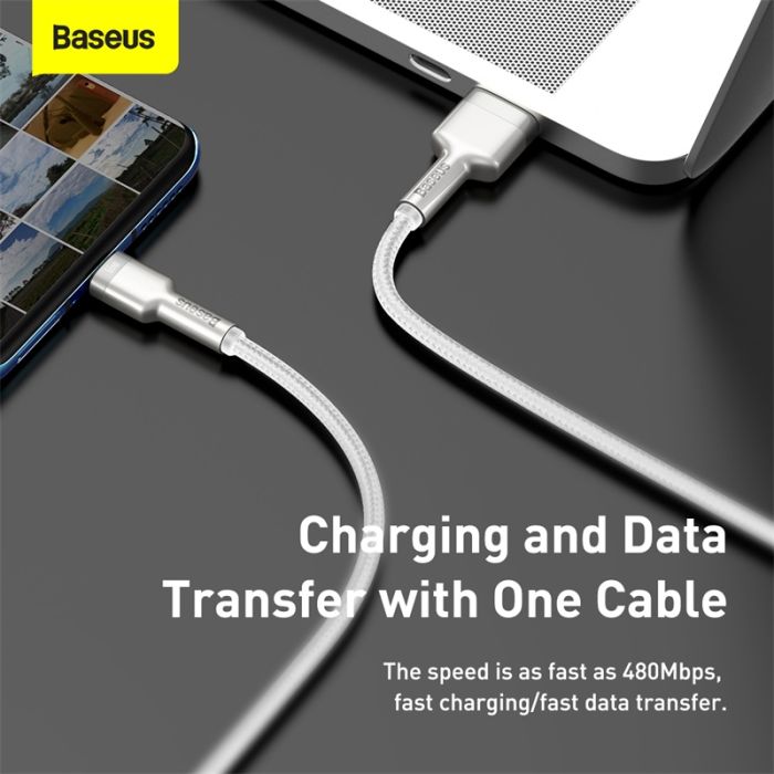 Кабель Baseus Cafule Series Metal Data Cable USB to Type-C 66W 1m White (CAKF000102)