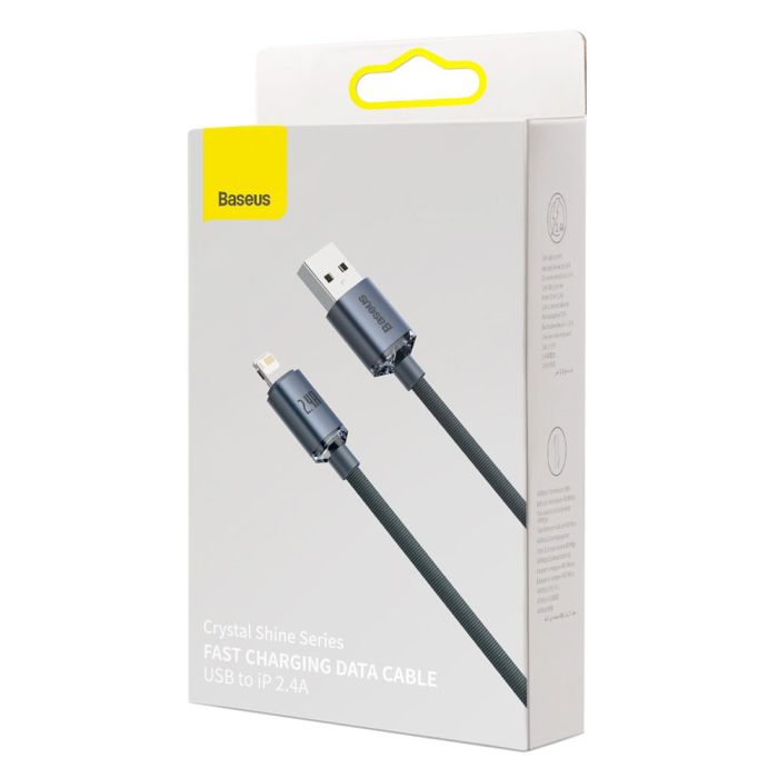 Кабель Baseus Crystal Shine Series Fast Charging Data Cable USB to iP 2.4A 2m Black (CAJY000101)