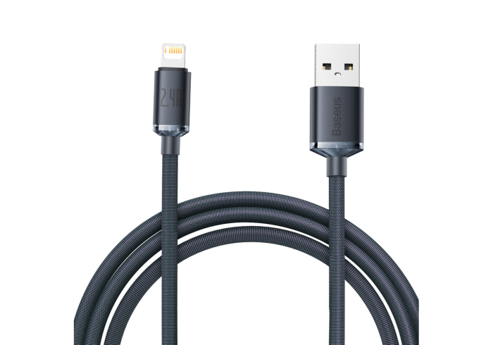 Кабель Baseus Crystal Shine Series Fast Charging Data Cable USB to iP 2.4A 2m Black (CAJY000101)