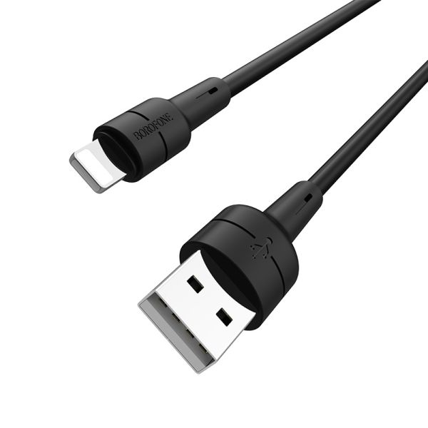 Кабель BOROFONE BX30 USB to iP 2.4A, 1m, silicone, TPE connectors, Black (6931474706867)