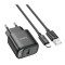 Мережевий зарядний пристрій з кабелем HOCO C140A Smart single port QC3.0 charger set(Type-C)(EU) Black (6942007627825)