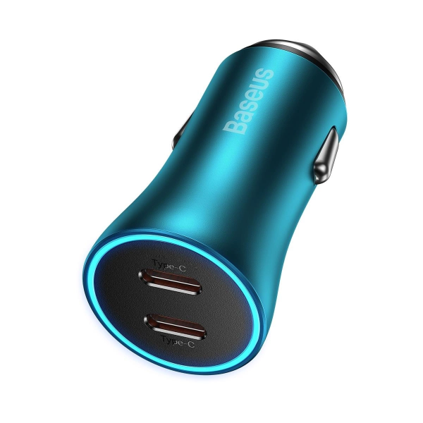 Автомобільний зарядний пристрій Baseus Golden Contactor Pro Dual Fast Charger Car Charger C+C 40W Blue (CGJP000003)