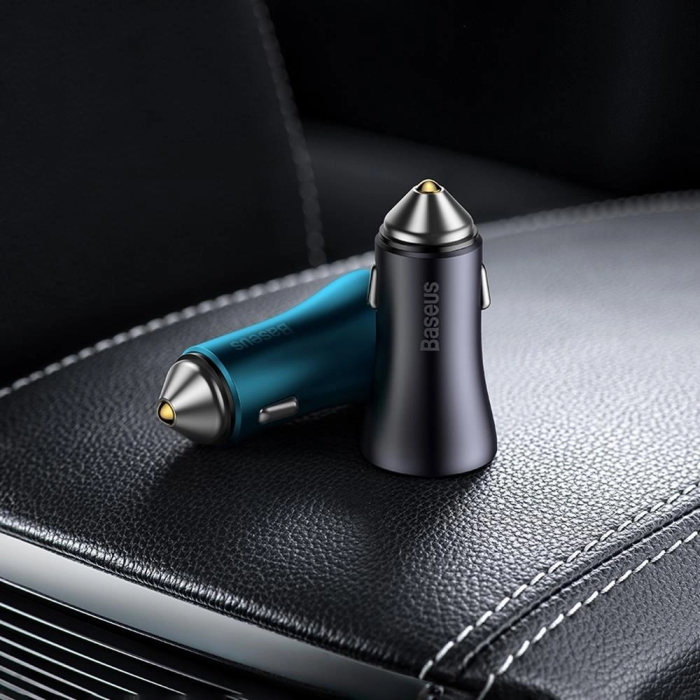 Автомобільний зарядний пристрій Baseus Golden Contactor Pro Dual Fast Charger Car Charger C+C 40W Blue (CGJP000003)