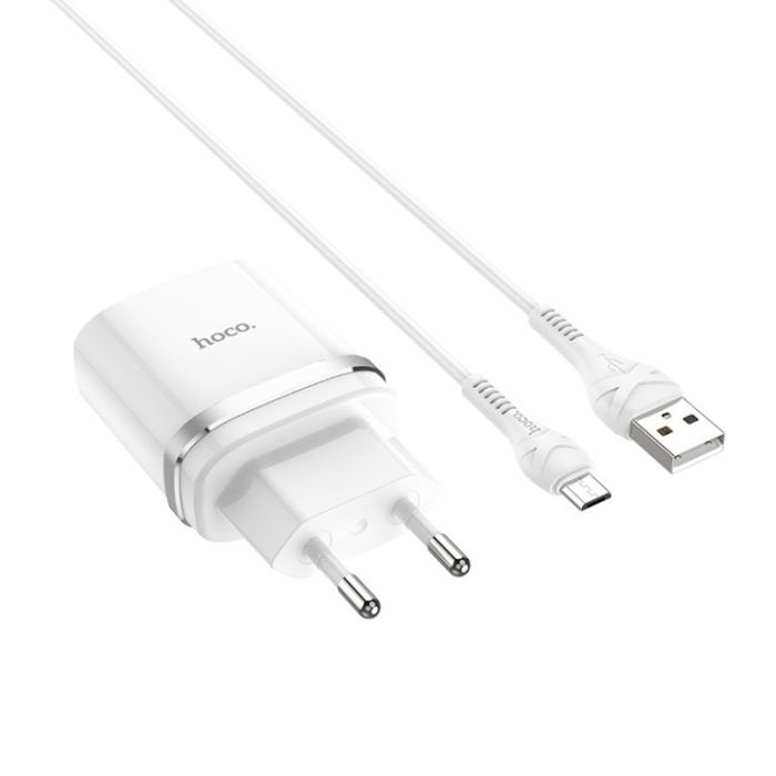 Мережевий зарядний пристрій з кабелем HOCO C12Q Smart QC3.0 charger set(Micro) 18W White (6931474716286)