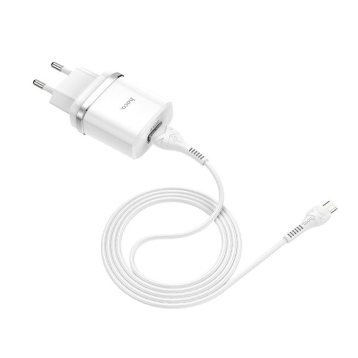 Мережевий зарядний пристрій з кабелем HOCO C12Q Smart QC3.0 charger set(Micro) 18W White (6931474716286)