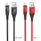 Кабель HOCO U93 USB to iP 2.4A, 1.2m, nylon, aluminum connectors, light indicator, Black (6931474732132)