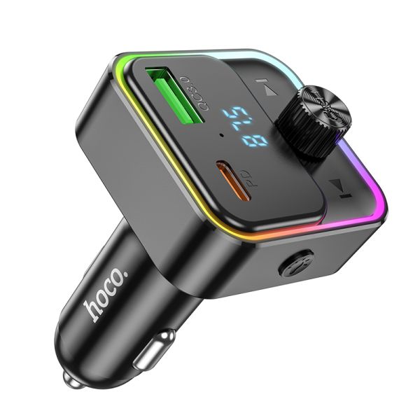 АЗП з FM-модулятором HOCO E81 Fantasy PD30W+QC3.0 car BT FM transmitter Black (6942007612296)