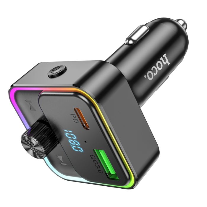 АЗП з FM-модулятором HOCO E81 Fantasy PD30W+QC3.0 car BT FM transmitter Black (6942007612296)