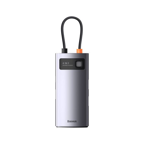USB-хаб Baseus Metal Gleam Series 4-in-1 Multifunctional Type-C HUB Docking Station Gray （Type-C to USB3.0*3+RJ45*1） (WKWG070113)