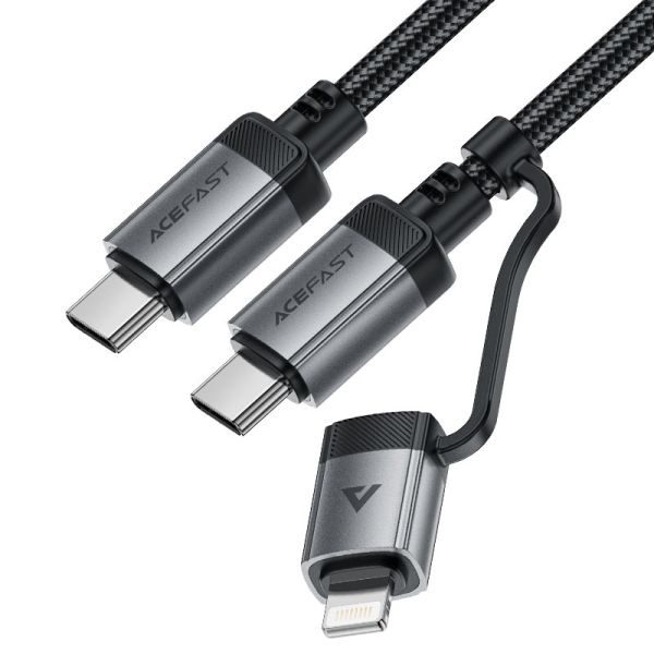 Кабель ACEFAST C20-01 USB-C to USB-C / Lightning aluminum alloy connectors charging data cable Black (6974316283768)