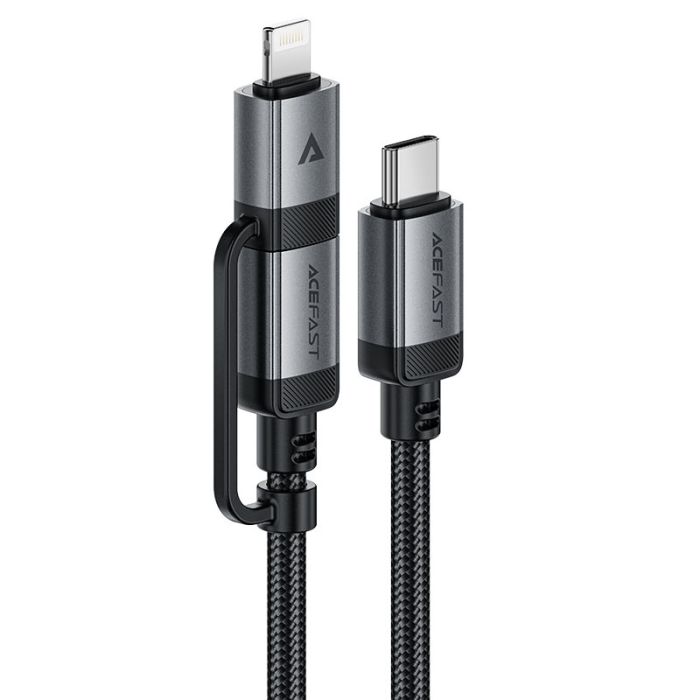 Кабель ACEFAST C20-01 USB-C to USB-C / Lightning aluminum alloy connectors charging data cable Black (6974316283768)