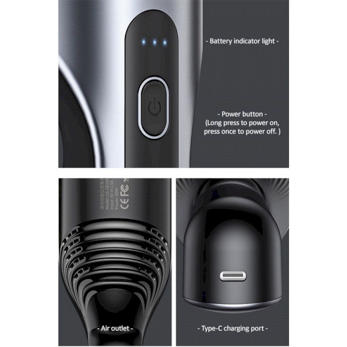 Автомобільний пилосос Usams US-ZB108-1 Mini Handheld Vacuum Cleaner Black (XCQZB10801)