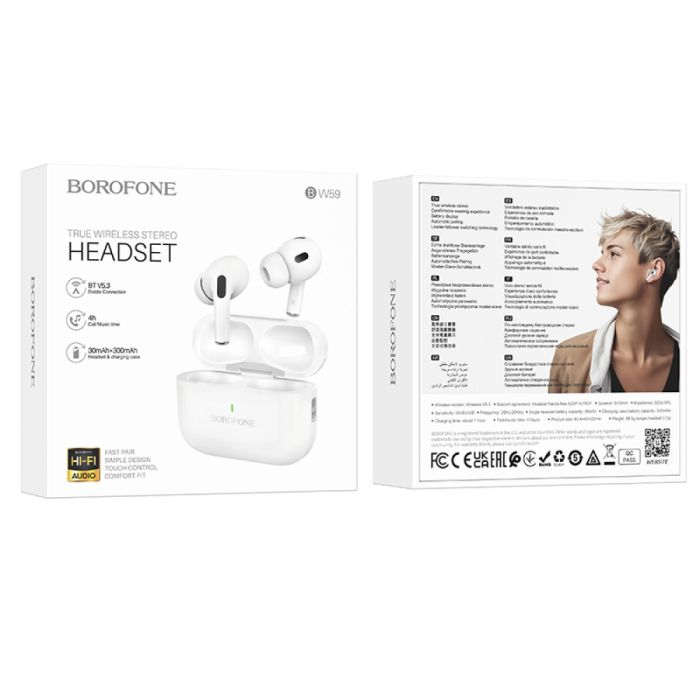 Бездротові навушники BOROFONE BW59 True wireless stereo headset White (6941991107450)