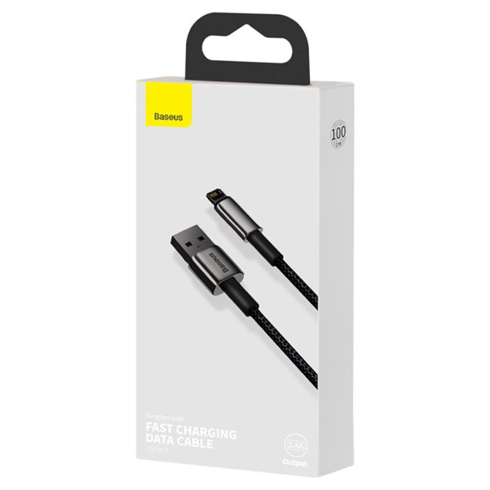 Кабель Baseus Tungsten Gold Fast Charging Data Cable USB to iP 2.4A 1m Black (CALWJ-01)