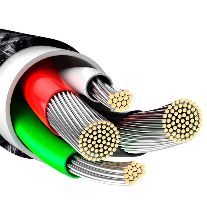 Кабель Baseus Tungsten Gold Fast Charging Data Cable USB to iP 2.4A 1m Black (CALWJ-01)