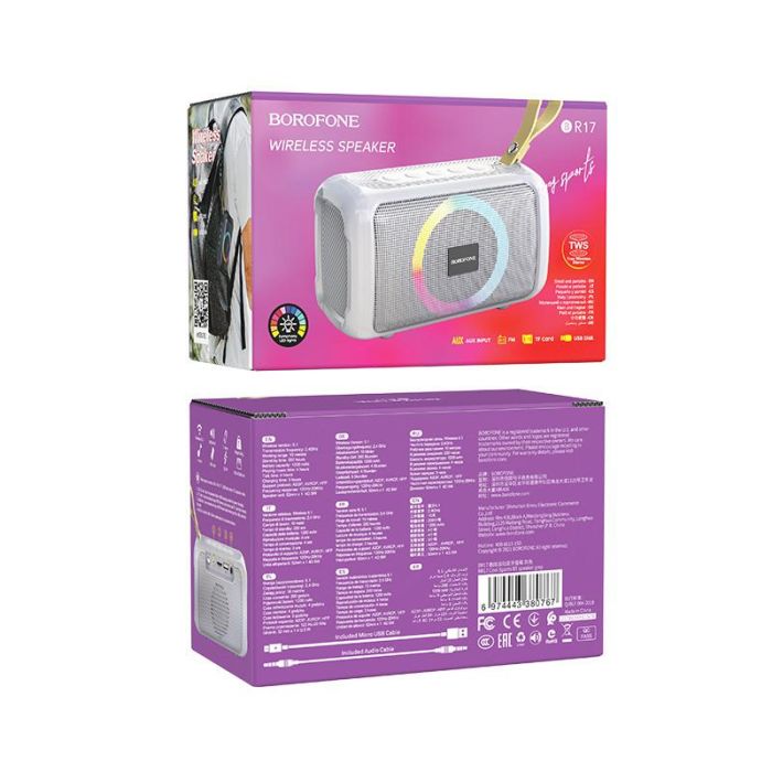 Портативна колонка BOROFONE BR17 Cool sports wireless speaker Grey (6974443380767)