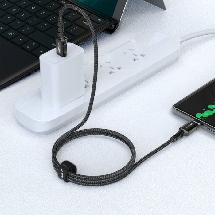 Кабель ACEFAST C1-03 Type-C to Type-C 3A, 1.2m, nylon, aluminum connectors, Black (6974316280521)