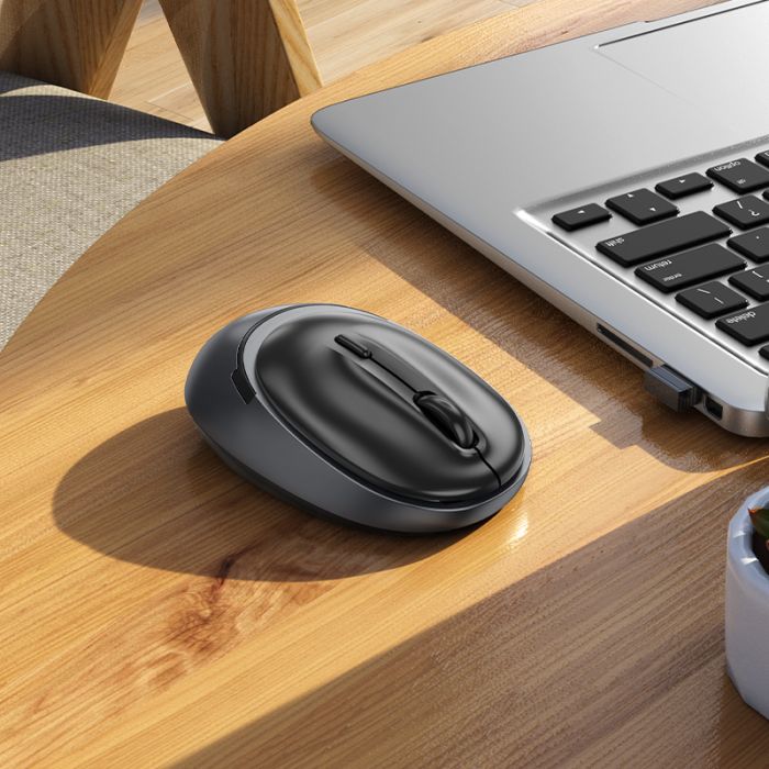 Маніпулятор миша HOCO GM34 Nuevo dual-mode business wireless mouse Black Metal Gray (6942007632782)