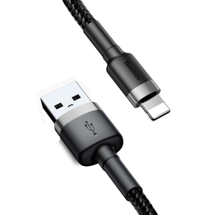 Кабель Baseus Cafule Cable USB For Lightning 2.4A 0.5m Gray+Black (CALKLF-AG1)