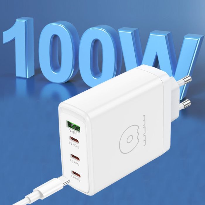 Мережевий зарядний пристрій WUW-C158 1USB 3Type-C + USB A PD100W white (WUW-C158)