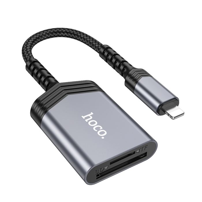 Кардрідер HOCO UA25 2-in-1 card reader iP Metal Gray (6942007608855)