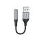 Аудiокабель HOCO LS36 USB-A  to 3.5 female, nylon braid,  0.12m, Black (6942007608879)