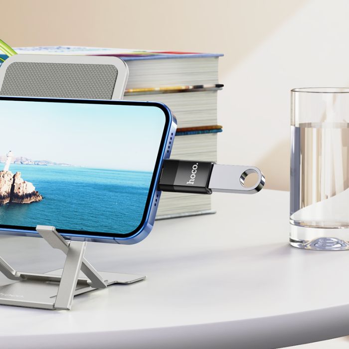 Адаптер HOCO UA17 iP Male to USB female USB2.0 adapter Black (6931474761989)