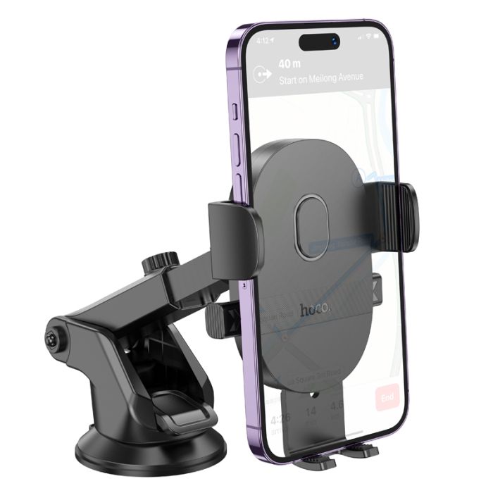Автотримач для телефона HOCO H19 Mighty one-button car holder(center console) Black (6942007601580)