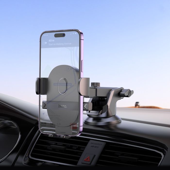 Автотримач для телефона HOCO H19 Mighty one-button car holder(center console) Black (6942007601580)