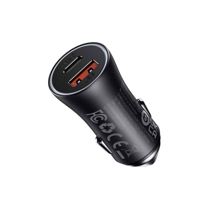 Автомобільний зарядний пристрій Baseus Golden Contactor Max Dual Fast Charger Car Charger U+C 60W Dark Gray (CGJM000113)
