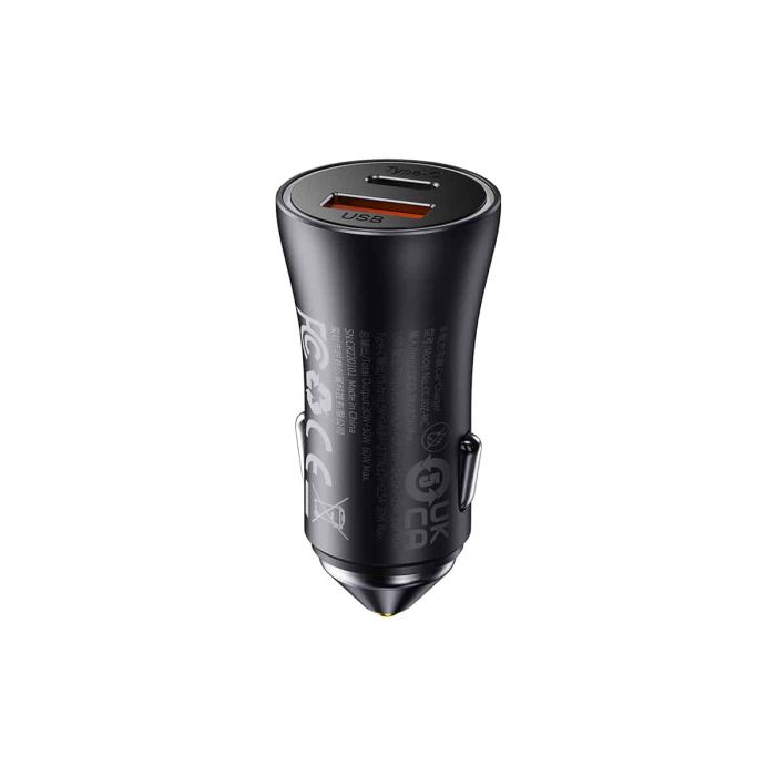 Автомобільний зарядний пристрій Baseus Golden Contactor Max Dual Fast Charger Car Charger U+C 60W Dark Gray (CGJM000113)