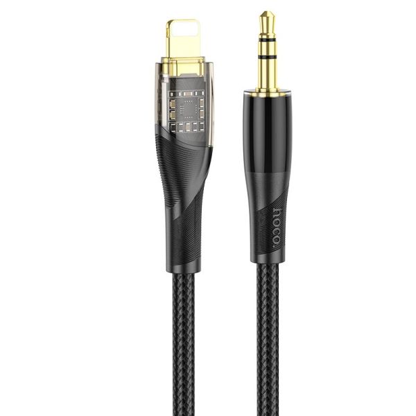 Аудіокабель HOCO UPA25 iP to 3.5mm male, nylon braid, 1m, Black (6931474791153)