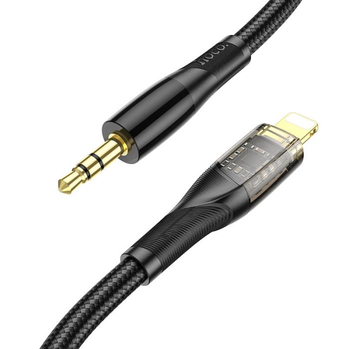 Аудіокабель HOCO UPA25 iP to 3.5mm male, nylon braid, 1m, Black (6931474791153)