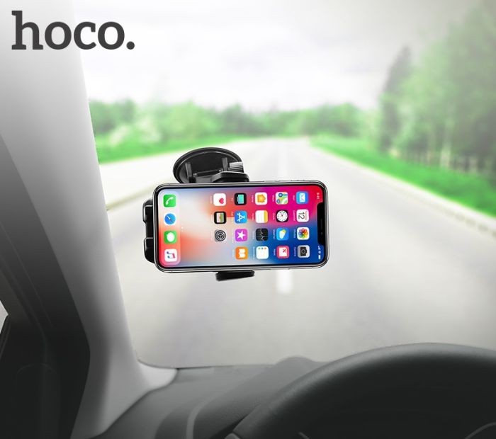 Автотримач для телефона HOCO CA31 cool run suction cup car holder Black (6957531077602)