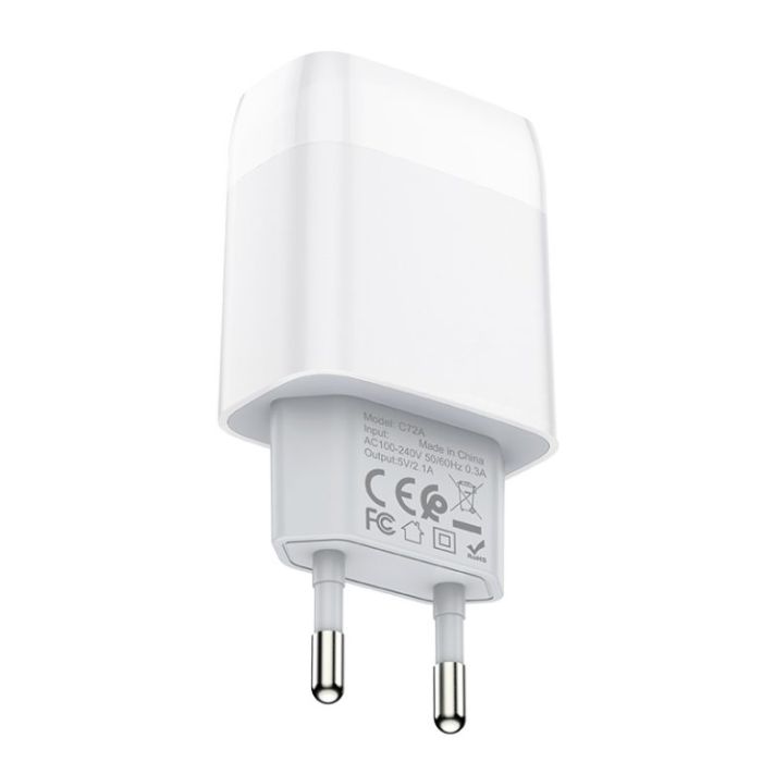 Мережевий зарядний пристрій HOCO C72A Glorious single port charger 10.5W White (6931474712899)
