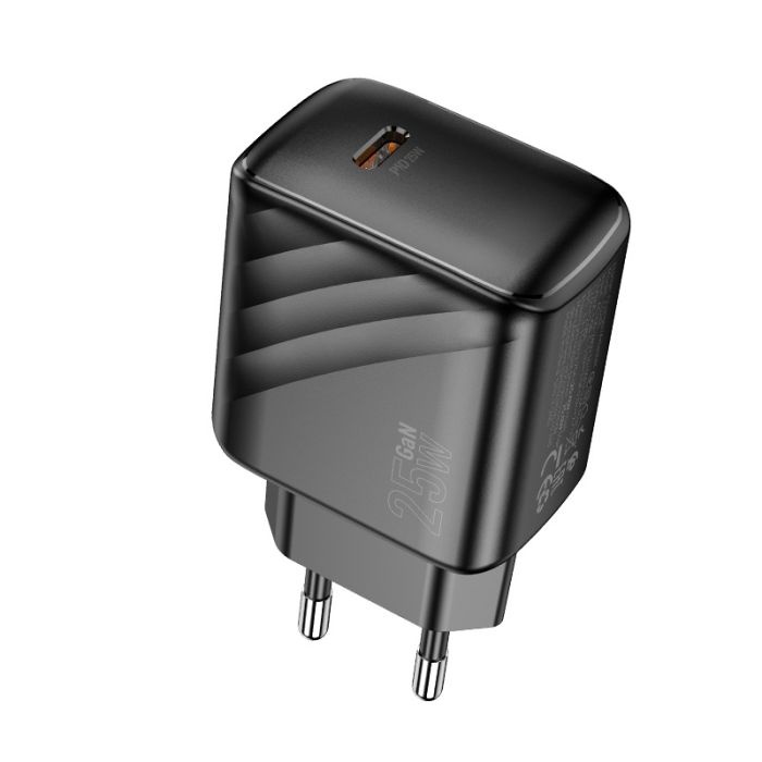 Мережевий зарядний пристрій HOCO CS24A Puerto single-port PD25W charger (EU) Black (6942007639750)