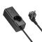 Мережевий подовжувач HOCO NS9 Wisdom 1-position (PD67W/3C1A) desktop socket (EU/GER) Black (6942007638494)