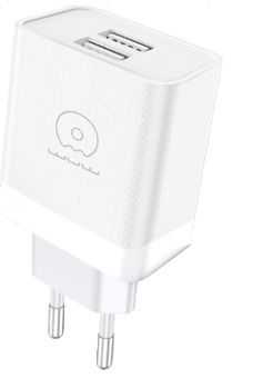 Мережевий зарядний пристрій WUW-C222 2.4A Charger  2 USB A  white (C222)