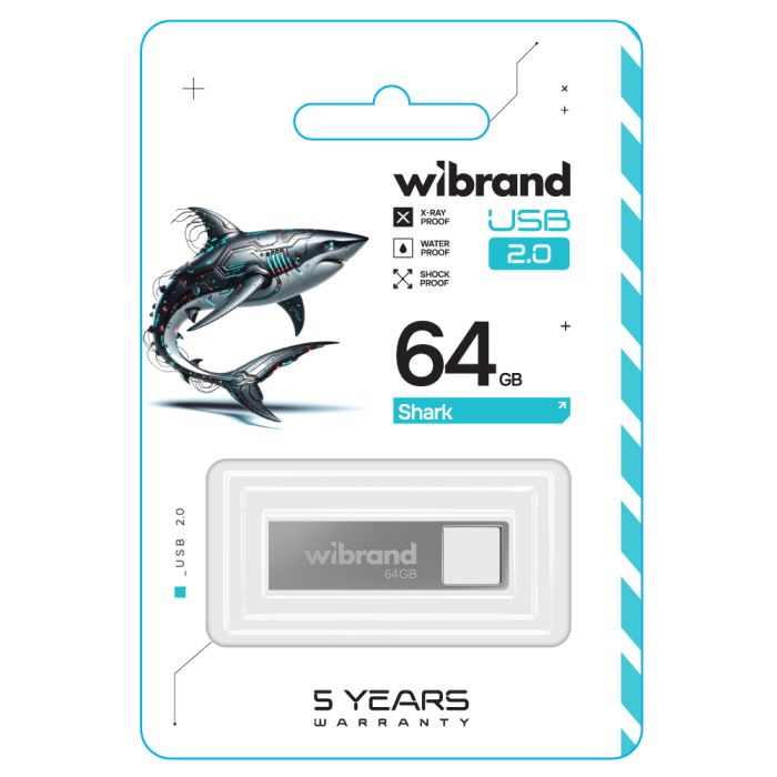Флеш-накопичувач Wibrand USB 2.0 Shark 64Gb Silver (WI2.0/SH64U4S)