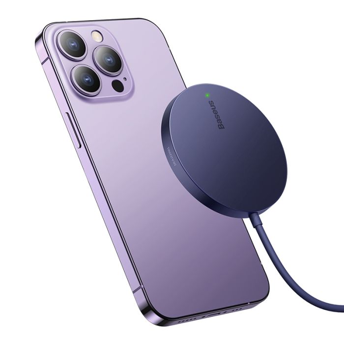 Бездротовий зарядний пристрій Baseus Simple Mini3 Magnetic Wireless Charger 15W Dusty Purple (CCJJ040205)