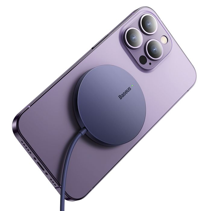 Бездротовий зарядний пристрій Baseus Simple Mini3 Magnetic Wireless Charger 15W Dusty Purple (CCJJ040205)