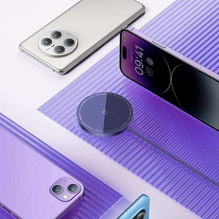 Бездротовий зарядний пристрій Baseus Simple Mini3 Magnetic Wireless Charger 15W Dusty Purple (CCJJ040205)