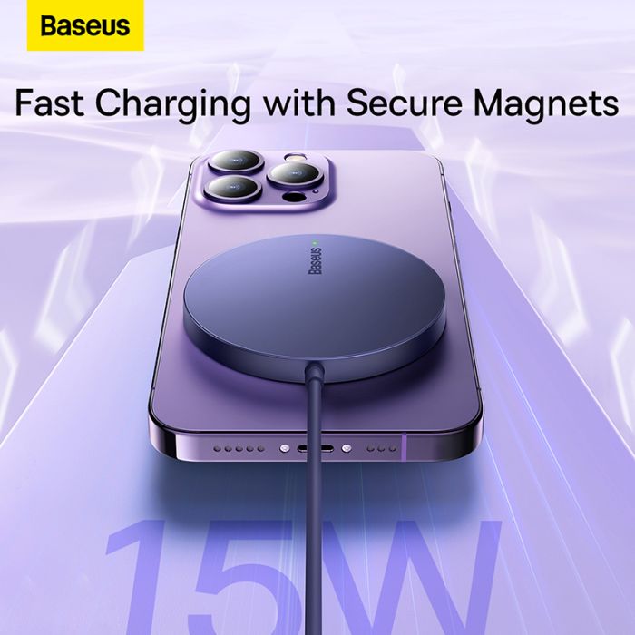 Бездротовий зарядний пристрій Baseus Simple Mini3 Magnetic Wireless Charger 15W Dusty Purple (CCJJ040205)