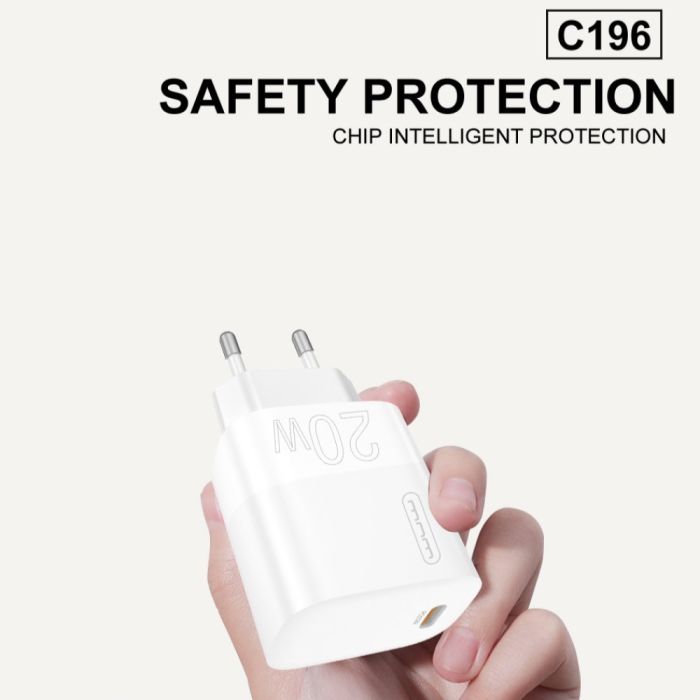 Мережевий зарядний пристрій WUW-C196 1Type-C PD20W white (WUW-C196)