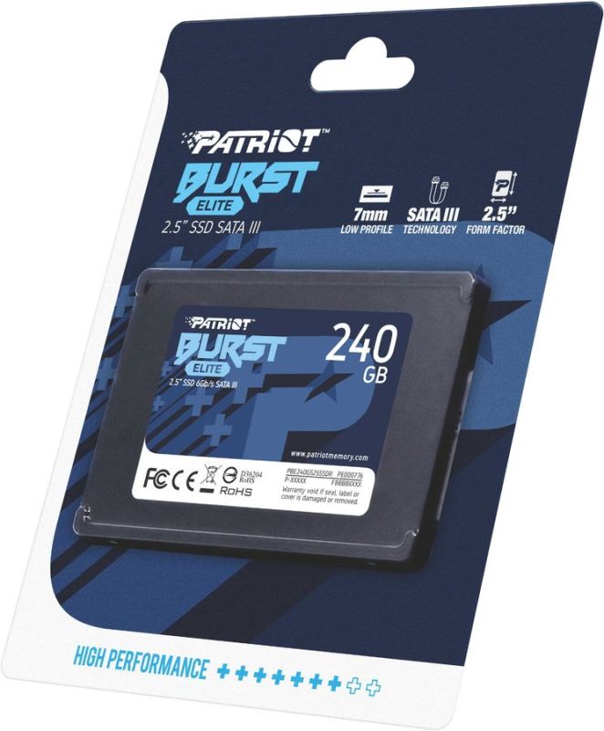 Накопичувач SSD Patriot Burst Elite 240GB 2.5" 7mm SATAIII TLC 3D (PBE240GS25SSDR)