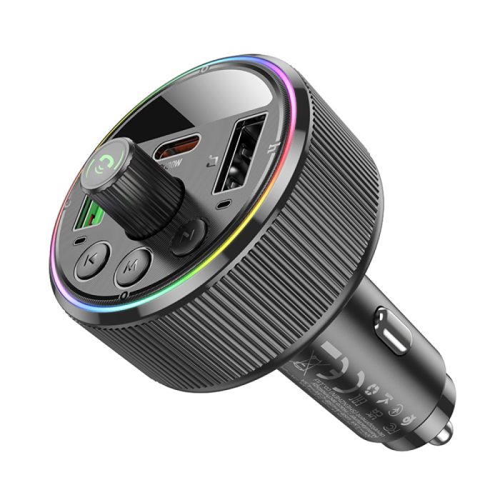АЗП з FM-модулятором HOCO E82 Guerrero PD30W+QC3.0 car BT FM transmitter Black (6942007620642)