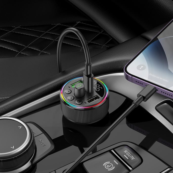 АЗП з FM-модулятором HOCO E82 Guerrero PD30W+QC3.0 car BT FM transmitter Black (6942007620642)