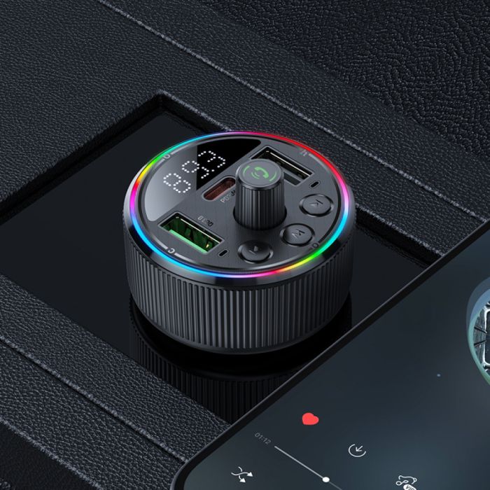 АЗП з FM-модулятором HOCO E82 Guerrero PD30W+QC3.0 car BT FM transmitter Black (6942007620642)