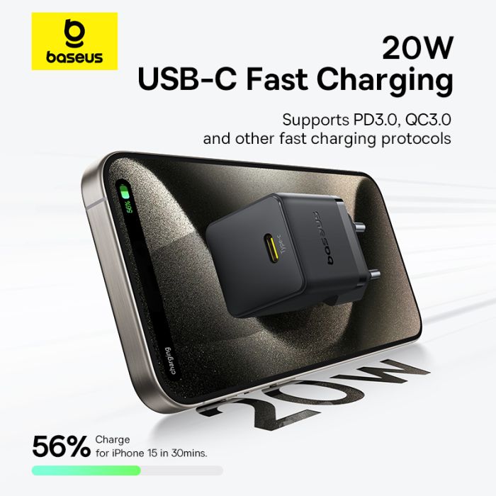 Мережевий зарядний пристрій Baseus Palm Fast Charger 1C 20W EU Cluster Black (P10111602113-00)