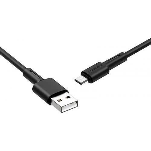 Кабель BOROFONE BX31 USB to Micro 2.4A, 1m, silicone, TPE connectors, Black (6931474710376)